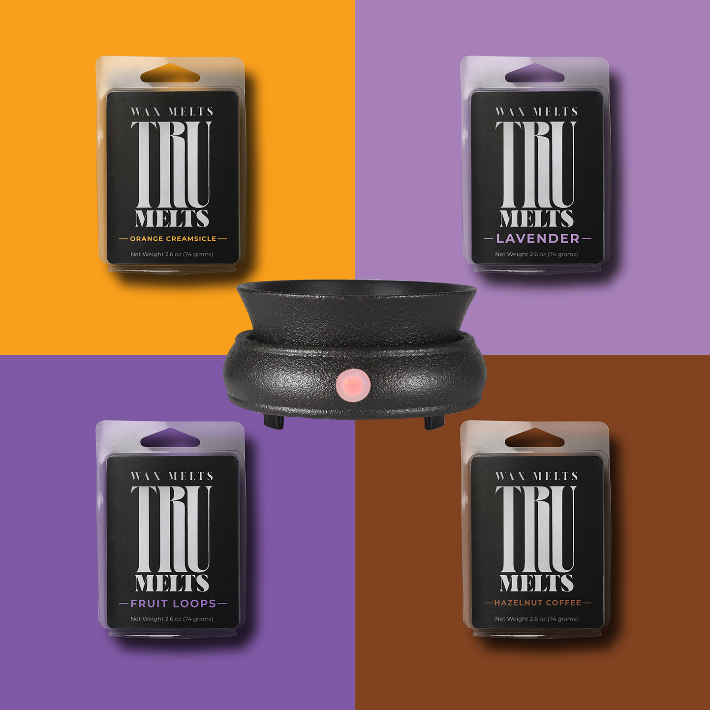 Black Ceramic Wax Melter And 4 Wax Melt Bundle